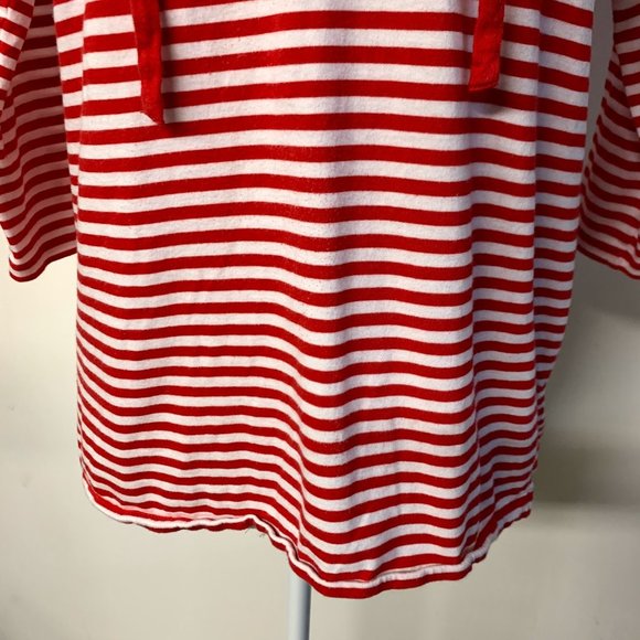 Michael Kors Red White Nautical Stripe Lace Up Top - Picture 4 of 8
